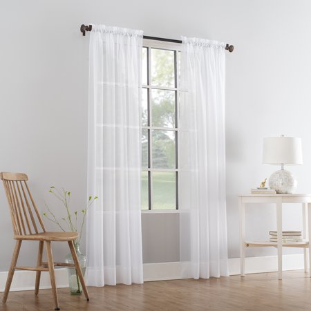 Mainstays Marjorie Sheer Voile Curtain, Single Panel, 59"w x 84"l, White