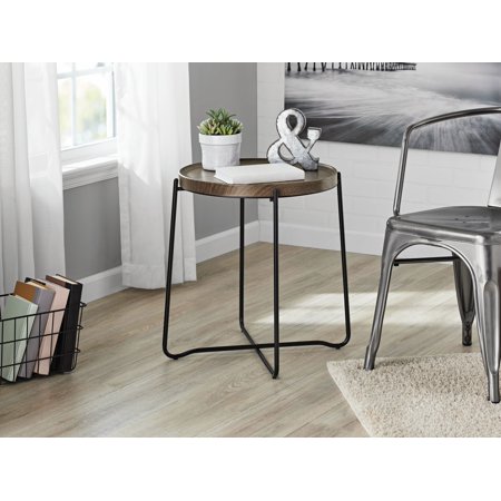 Mainstays Metal and Wood Side Table, Brown