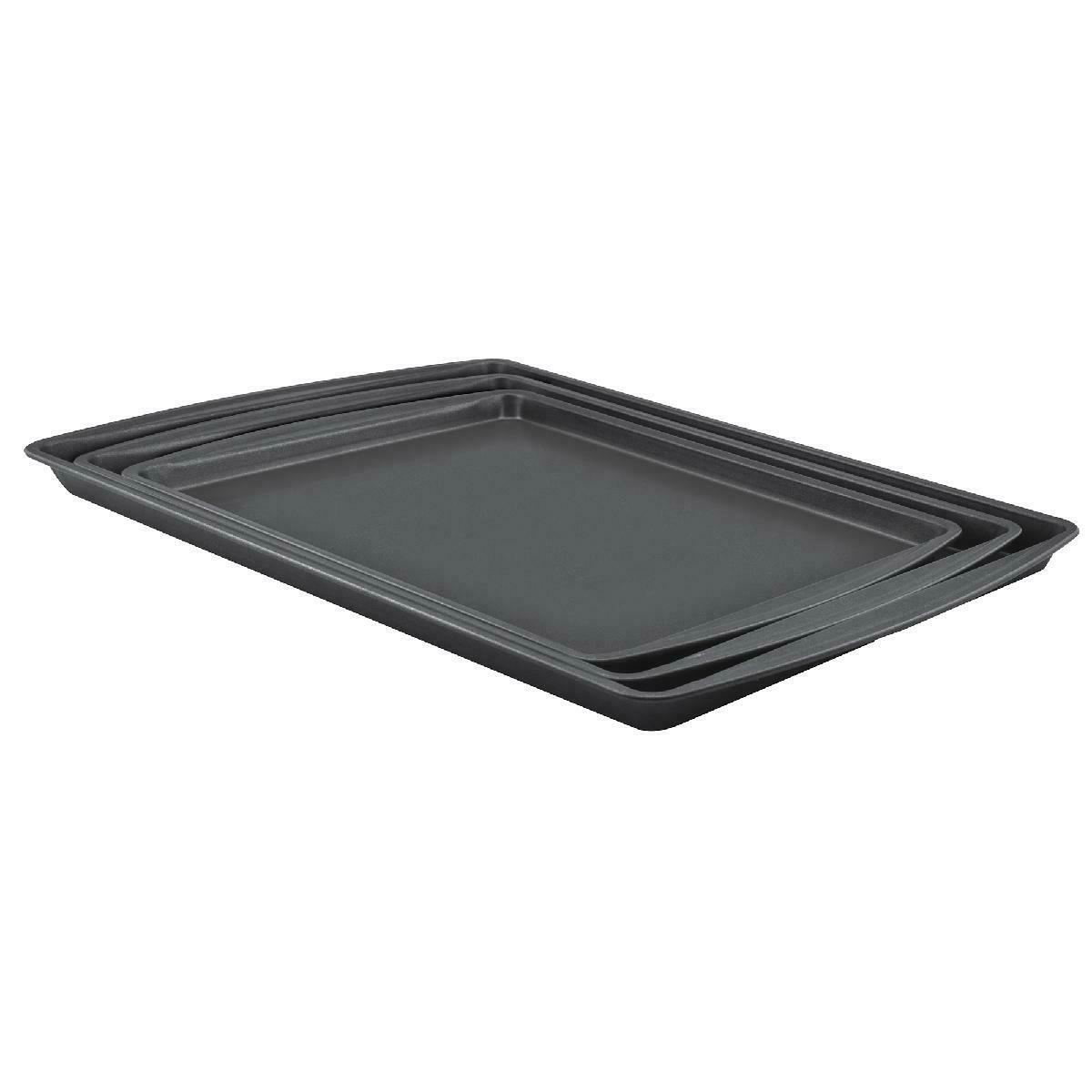 Mainstays Nonstick Cookie Sheet Set, 3 Piece Small, Medium and Large Cookie Shee