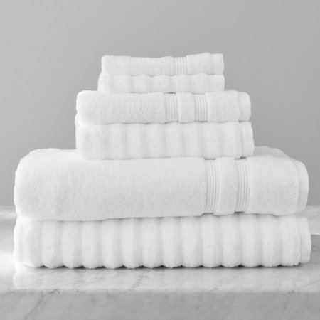 Mainstays Performance Mix Textured 6-Piece Bath Towel Set - Arctic White