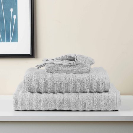 Mainstays Performance Textured 6-Piece Bath Towel Set - Soft Silver