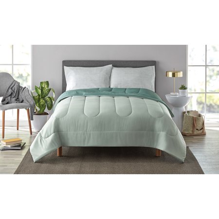 Mainstays Sage Green 4 Piece Bed in a Bag Comforter Set With Sheets, Full