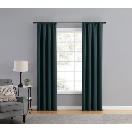 Mainstays Solid Color Room Darkening Rod Pocket Wide Curtain Panel Pair, Set of 2, Dark Teal, 50 x 84