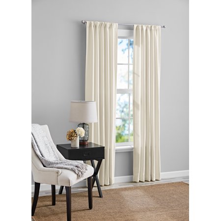 Mainstays Southport Solid Color Light Filtering Rod Pocket Curtain Panel Pair, Set of 2, Ivory, 40 x 84