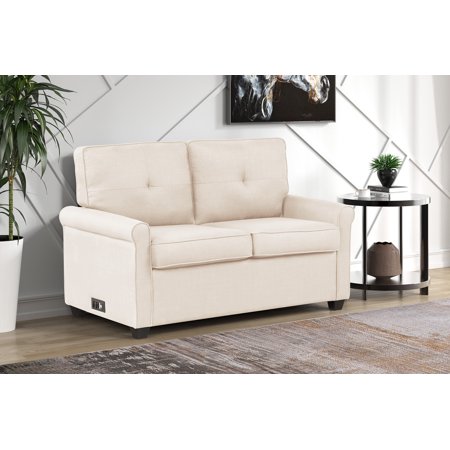 Mainstays Traditional Loveseat Sleeper with USB, Oat