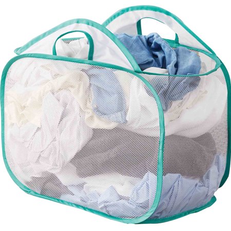 Mainstays White Mesh Pop-up Laundry Basket, 21" x 13" x 15.5"