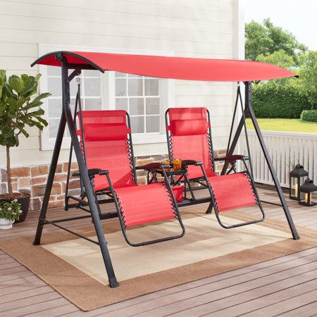 Mainstays Zero-Gravity Steel Porch Swing - Red/Black On Sale At Walmart