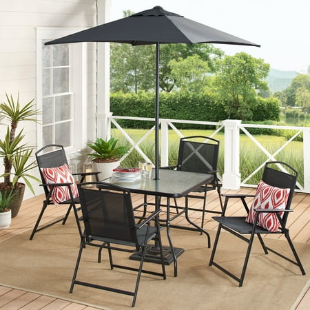 Mainstays Albany Lane 6 Piece Outdoor Patio Dining Set, Red AT WALMART