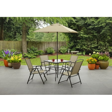 Mainstays Albany Lane 6 Piece Outdoor Patio Dining Set, Red AT WALMART