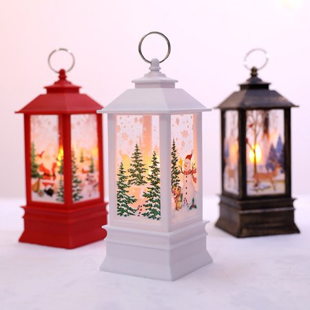 Manfiter Christmas Snow Globe Lantern, Battery Operated Lighted Swirling Glitter Water Lantern for Christmas Home Decoration, Snowman