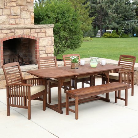 Manor Park 6-Piece Outdoor Patio Dining Set with Cushions, Dark Brown