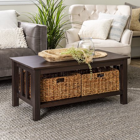 Manor Park Traditional Storage Coffee Table with Totes, Espresso