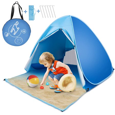 MANP Baby Beach Tent 2-3 Persons UPF 50+ Protection Sun Shelter Outdoor Pop Up Sunshade Waterproof Canopy Gear for Beach Lake Park Camping Hiking Fishing, Blue(5.4' × 4.9')