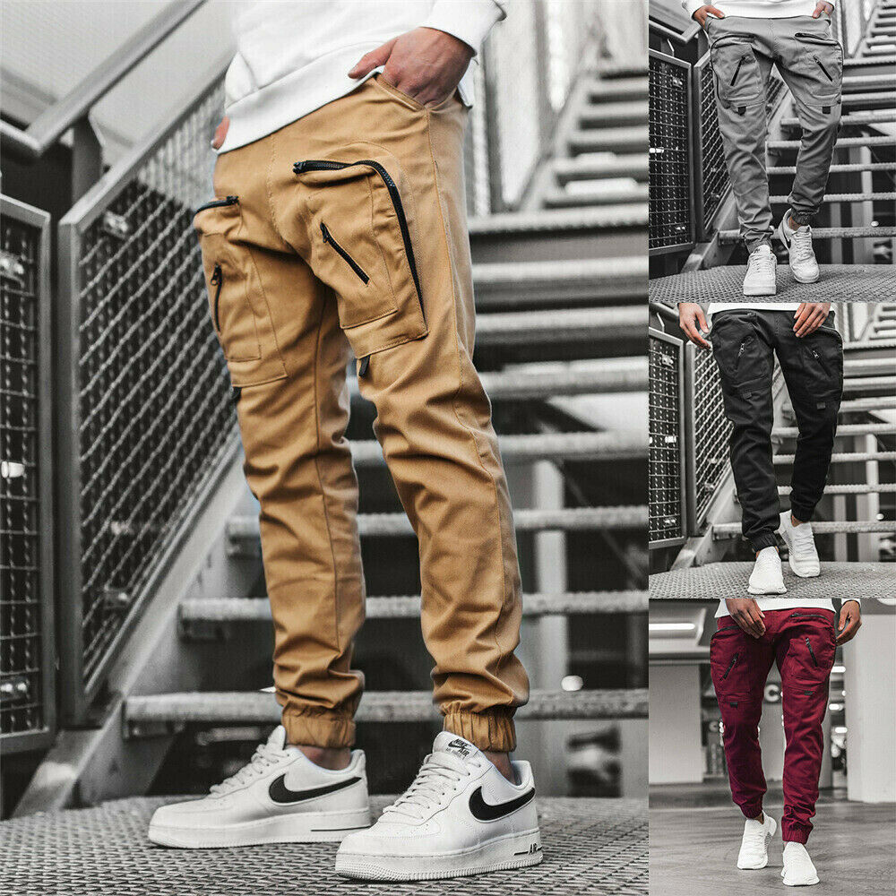Man's Casual Joggers Pants Sweatpants Cargo Combat Loose Sports Workout Trousers