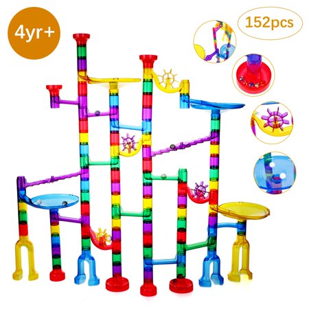 Marble Run Toy, 152Pcs Educational Construction Maze Block Toy Set with Glass Marbles for Kids and Parent-Child Games