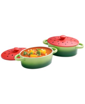 Martha Stewart Collection 2-Pc. Oval Watermelon Cocottes, Created for Macy's