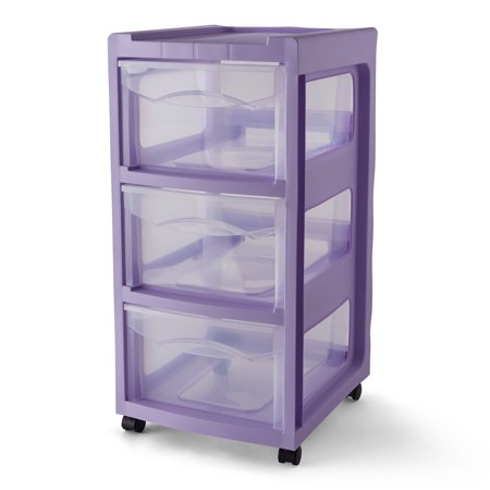 Medium Open-Side 3 Drawer Lilac Cart