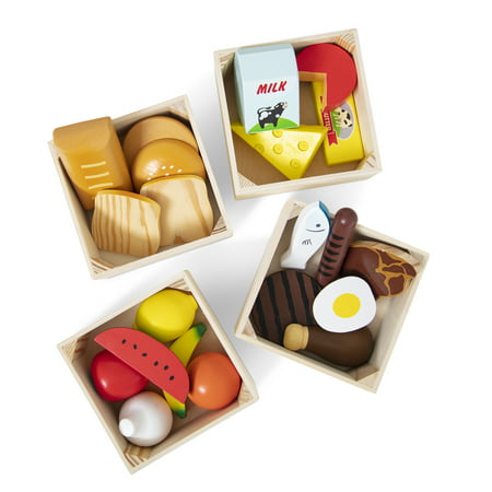 Melissa & Doug Food Groups - 21 Wooden Pieces and 4 Crates, Multi