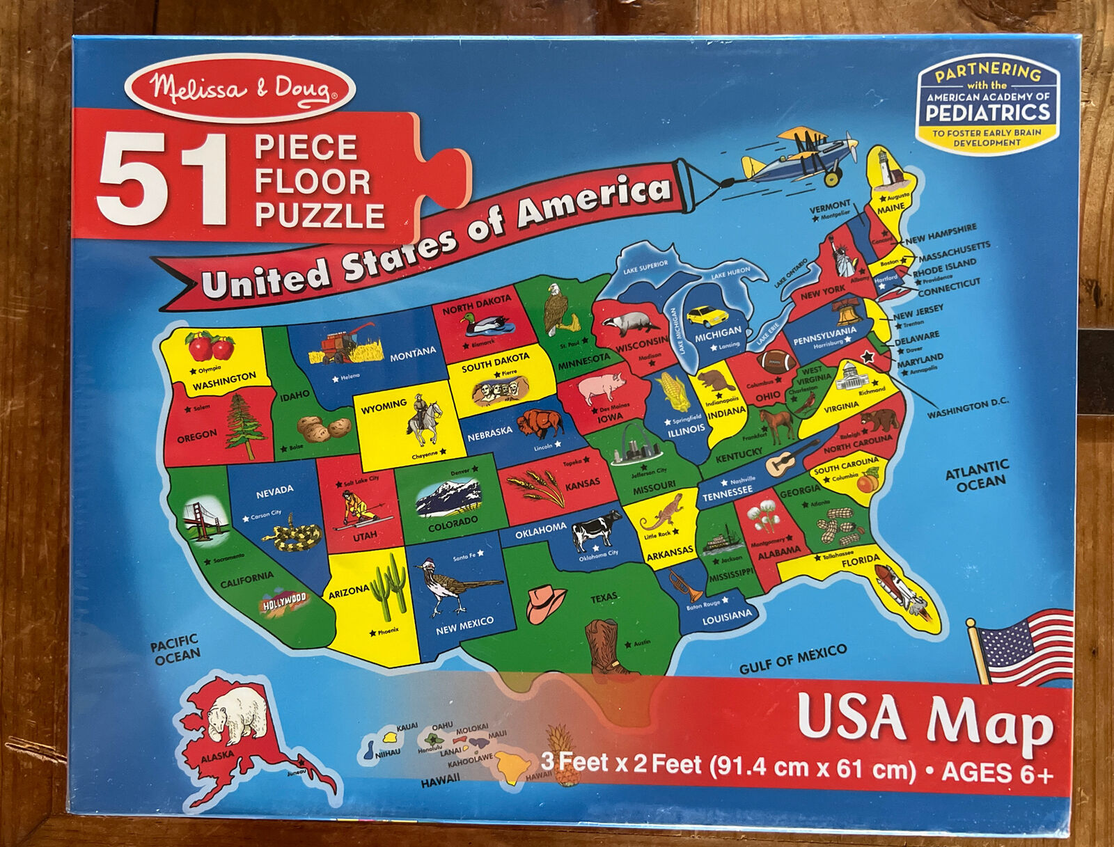 Melissa & Doug: USA Map Floor Puzzle (51pcs - 3ft x 2ft)