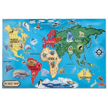Melissa & Doug World Map Jumbo Jigsaw Floor Puzzle (33 pieces, 2 x 3 feet)