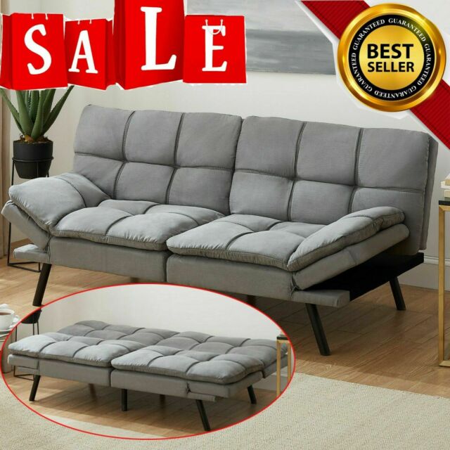 Memory Foam Futon Sofa Bed Couch Sleeper Convertible Foldable Night Rest Indoor