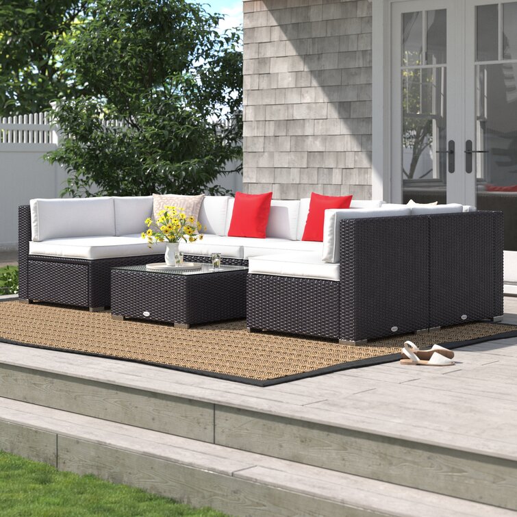 Merton Polyethylene (PE) Wicker 6 - Person Seating Group with Cushions