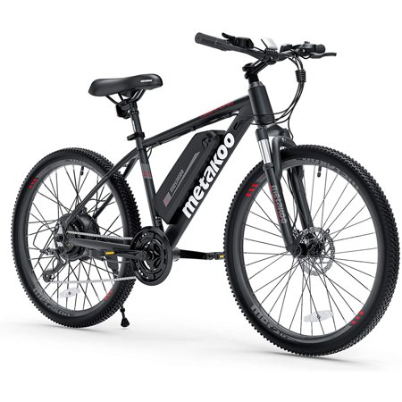 METAKOO 26” Electric Mountain Bike, 350W Motor, 3 Hours Fast Charge, 36V Removable Battery, 20Mph Electric Bicycle with 21 Speed Gears | Black
