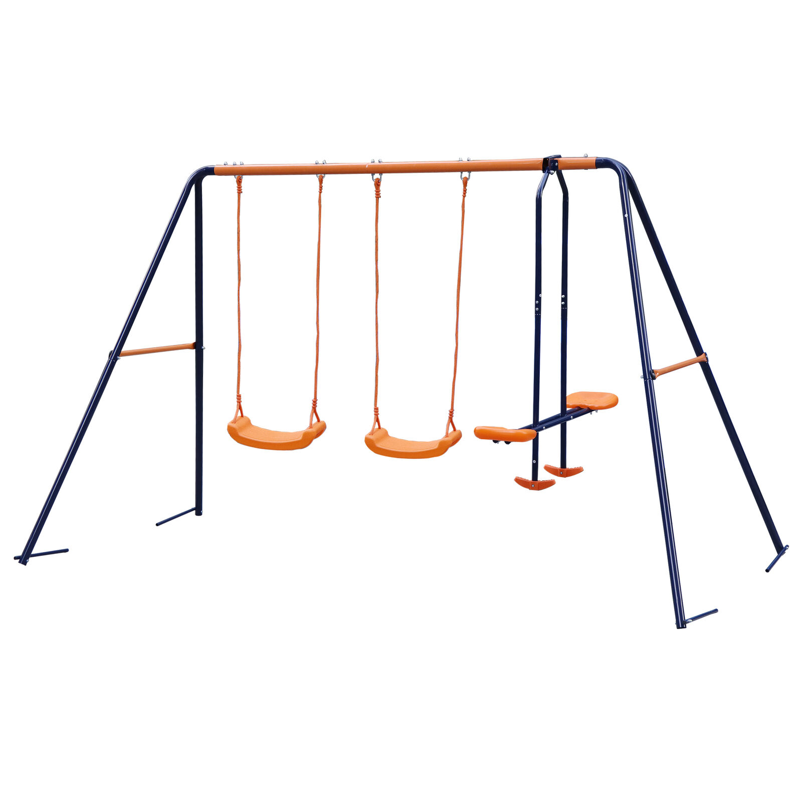 Metal Playground Swing Set Outdoor Slide Kids Children Backyard Swingset Seat