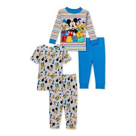 Mickey Mouse Baby and Toddler Boy Pajamas, 4-Piece, Sizes 12M-5T