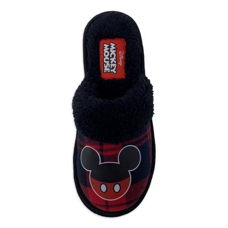 Mickey Mouse Plaid Scuff Slipper with Gift Box (Little Boys & Big Boys)
