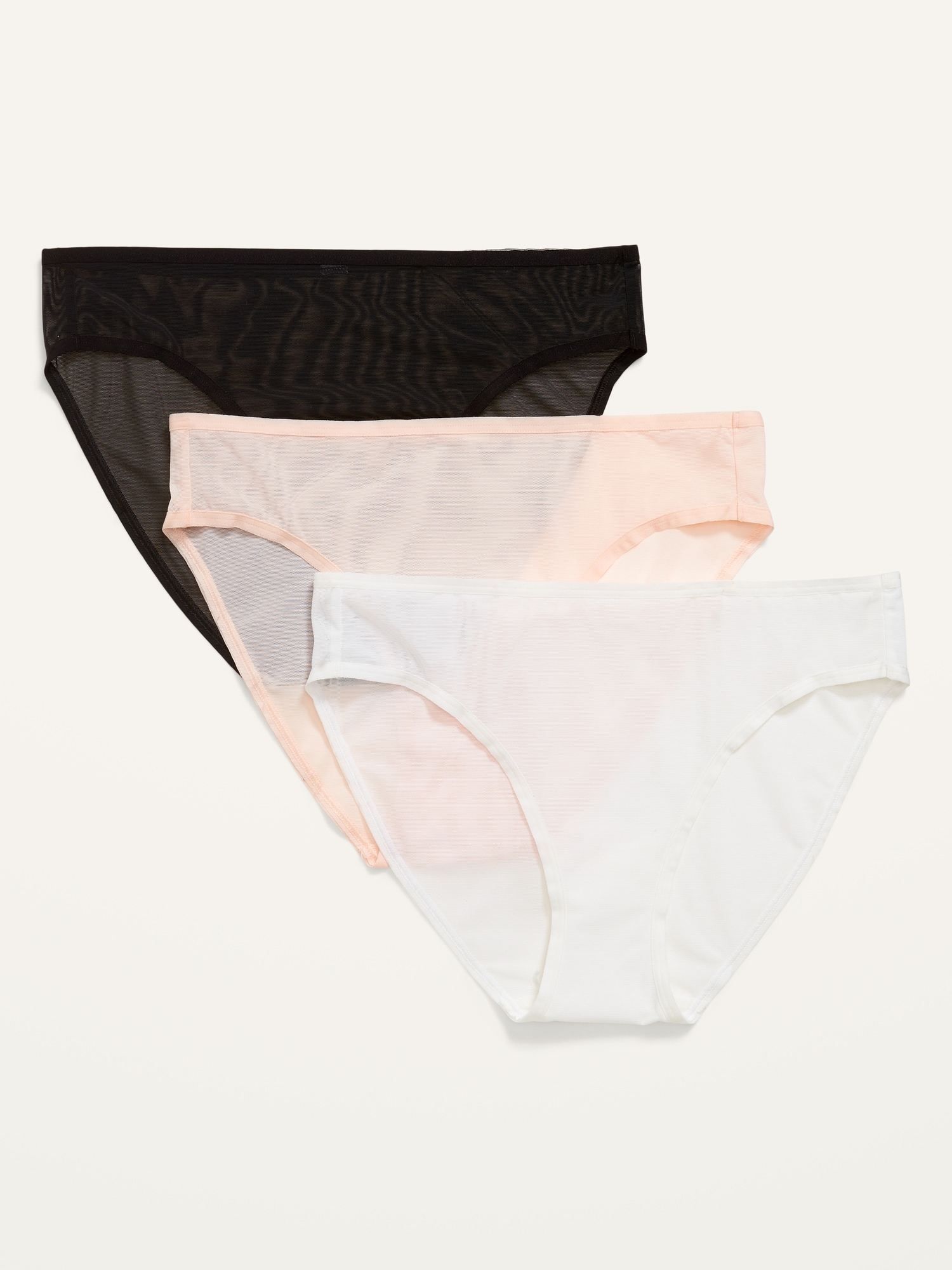 Mid-Rise Mesh Bikini Underwear 3-Pack for Women
