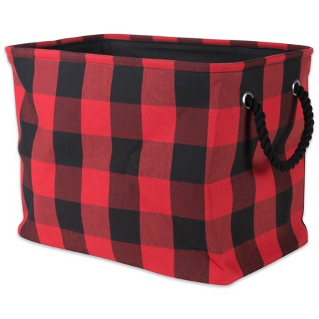 Midwest Design Imports 1.19 Gallon Large Fabric Storage Bins, Red and Black