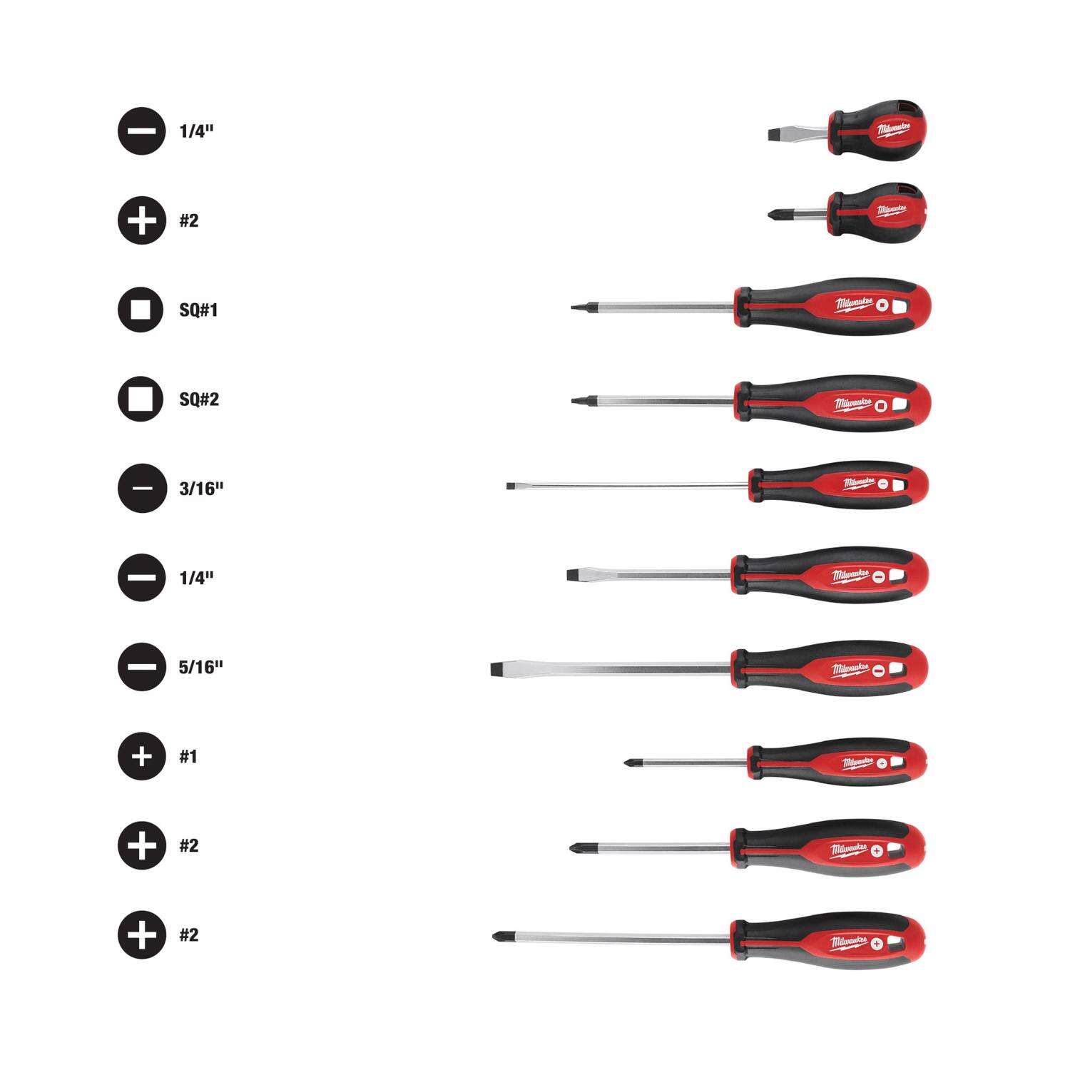 Milwaukee 6 in. L Phillips/Slotted/Square Screwdriver Set 10 pc on Sale At VigLink Optimize Merchants