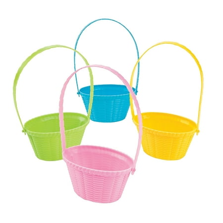 Mini Plastic Pastel Easter Baskets - Party Supplies - 12 Pieces
