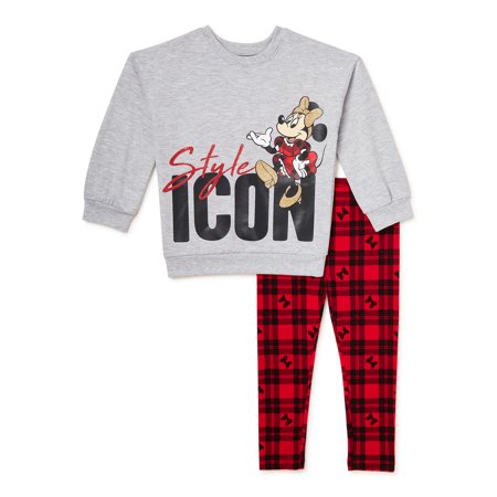 Minnie Mouse Baby Girls & Toddler Girls Leggings and Sweatshirt, 2 Piece Outfit Set (12M-5T)