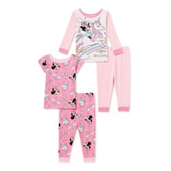 Minnie Mouse Baby & Toddler Girls' Pajama Set, 4-Piece, Sizes 12M-5T