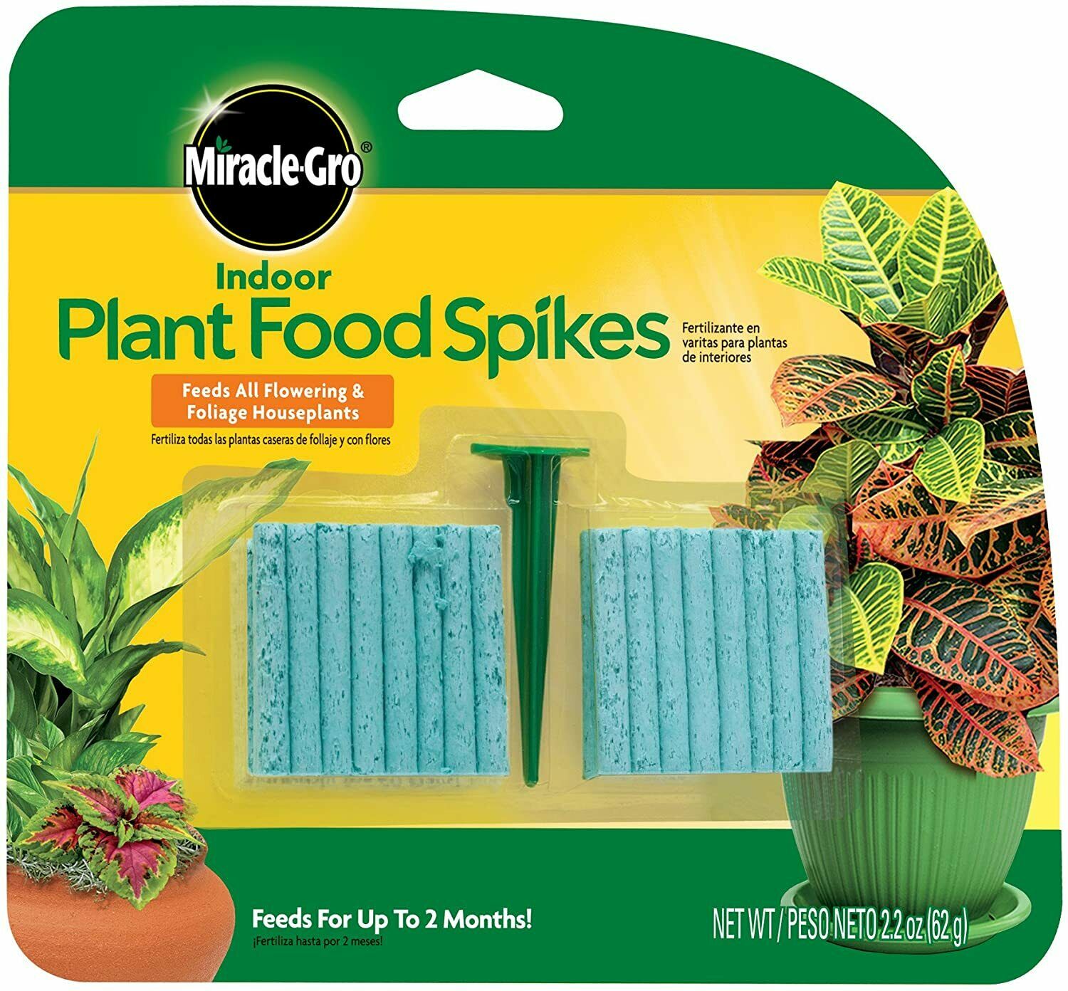 Miracle-Gro Indoor Plant Food Fertilizer 48 Spikes Jobes Fast Grow Plants 1 Pack