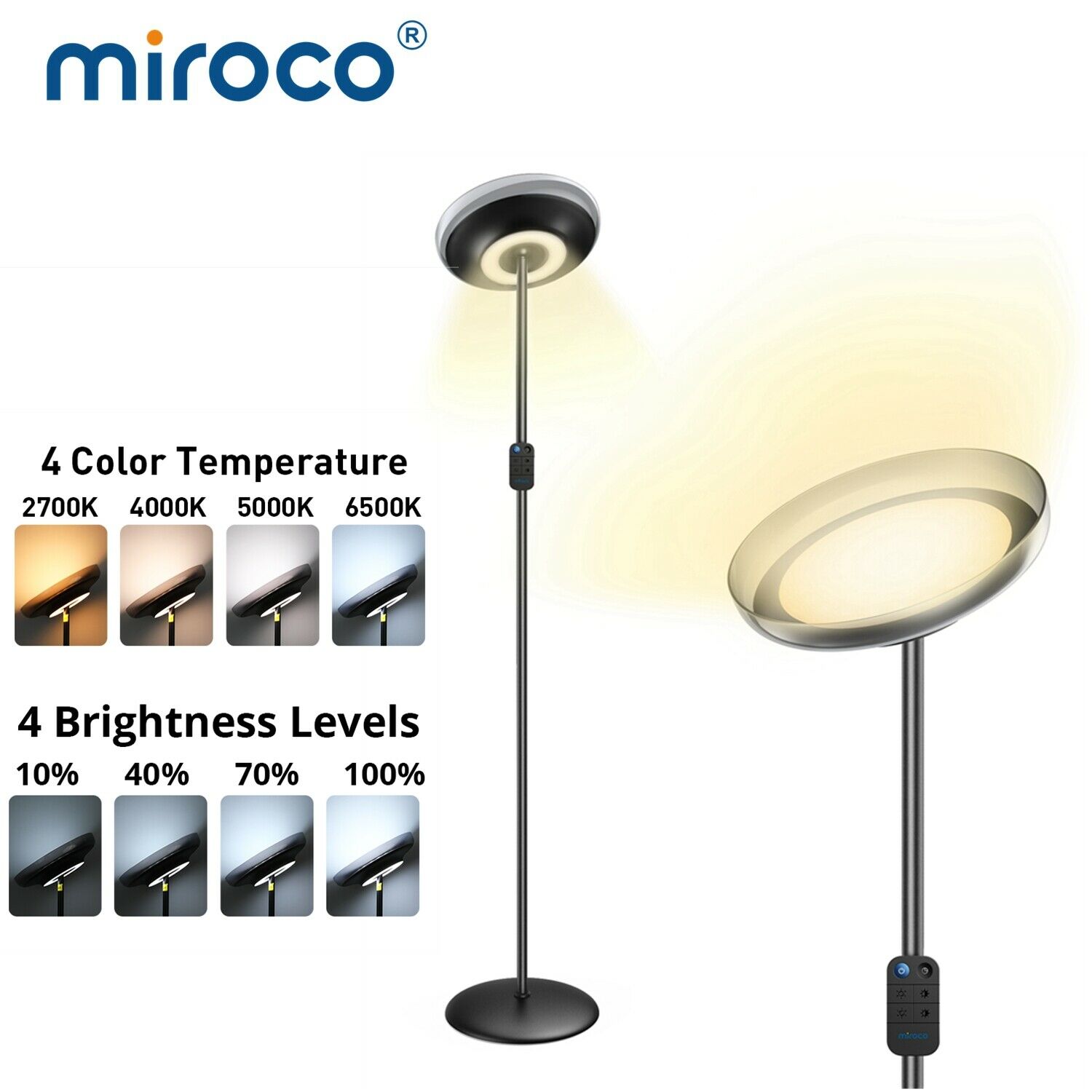 Miroco Adjustable LED Floor Lamp Standing Reading Home Office Dimmable Light US