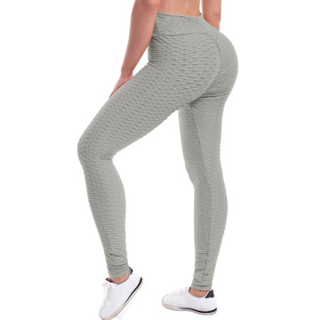 MixMatchy Women's High Waist Textured Butt Lifting Slimming Workout Leggings Tights