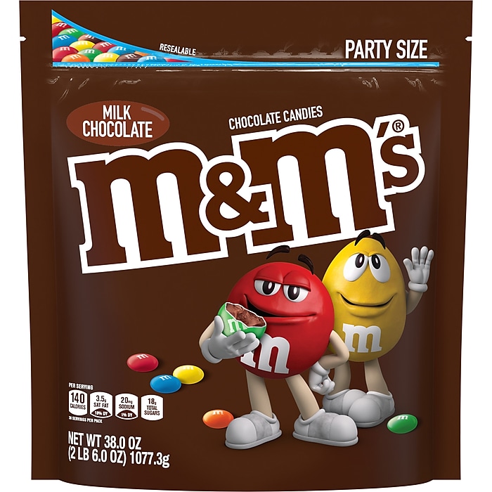 M&M'S Milk Chocolate Candy, Party Size, 38 oz Bulk Candy Bag (MMM55114)(WMW21938) on Sale At Staples