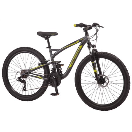Mongoose Status Mountain Bike for Men and Women-Color:Charcoal,Style:Uni Full/Susp