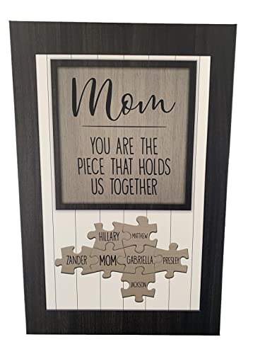 Mothers Day Gifts | Mom You Are the Piece that Holds Us Together Puzzle Sign - Personalized Canvas Wall Art, Puzzle Piece Wall Decor Family, Wood Puzzle Wall Decor, Blended Family Wall Decor MOTHERS DAY DEAL!
