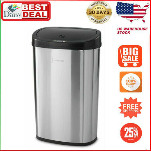 Motion Sensor Trash Can 13 Gallon Garbage Touchless Automatic Stainless Steel