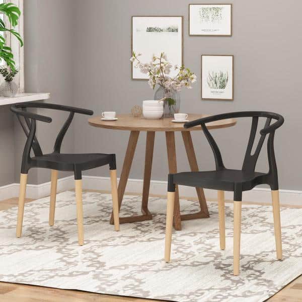 Mountfair Black and Natural Wood Dining Chair (Set of 2) on Sale At The Home Depot