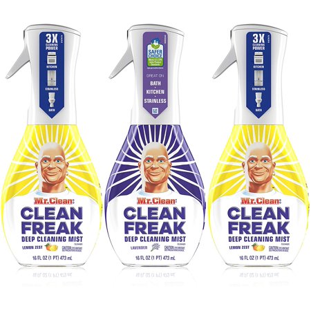 Mr. Clean, Clean Freak Deep Cleaning Mist Multi-Surface Spray, Lavender and Lemon Zest Scent Starter Kit Bundle Pack, 6 Count, 16 fl oz