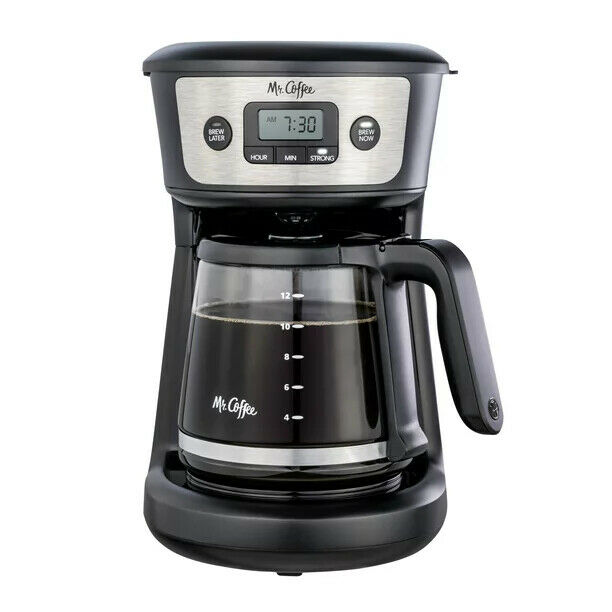 Mr.Coffee 12 Cup Programmable Coffee Maker Strong Brew Selector Stainless Steel