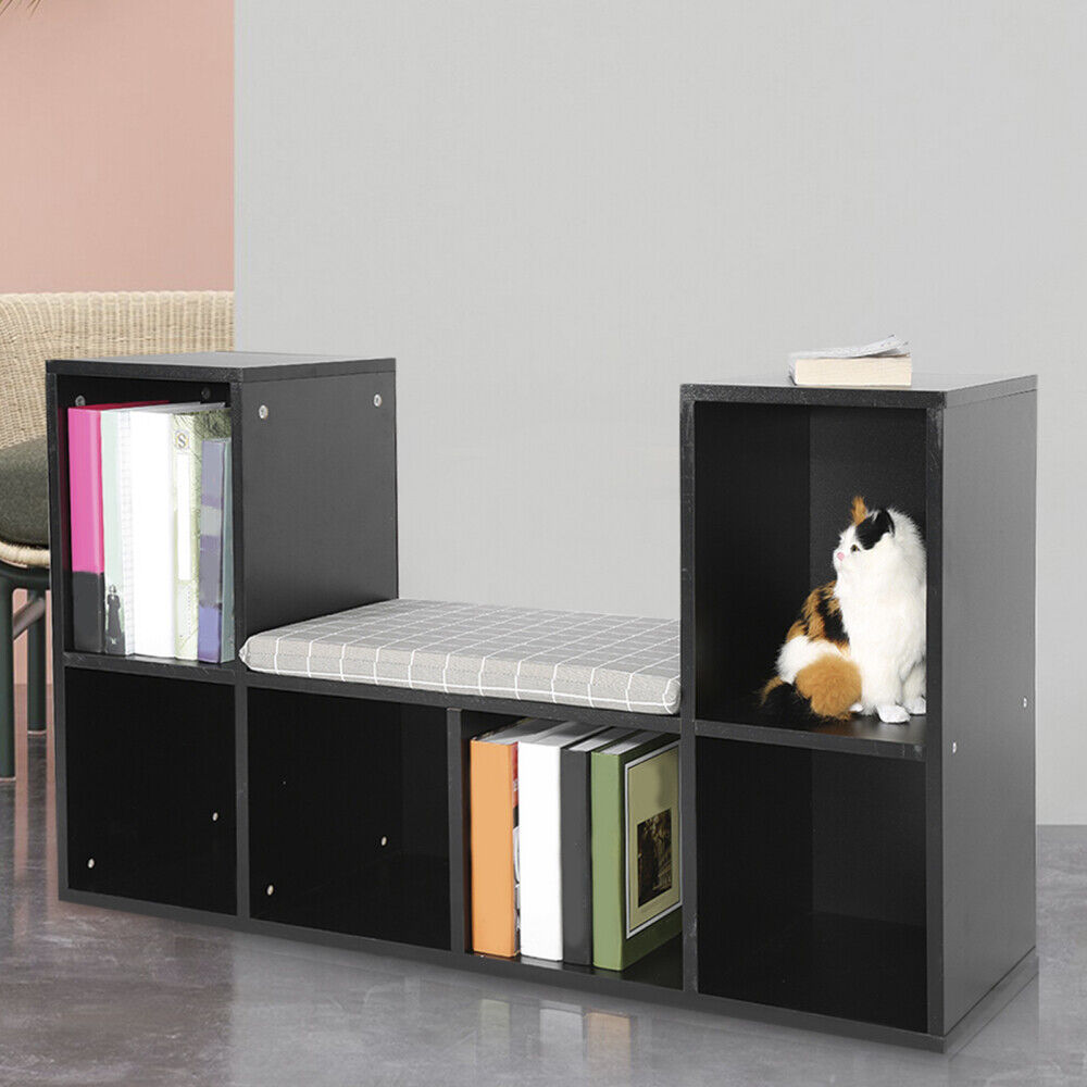 Multi‑functional Cube Shelf Bookshelf Kids Storage Bookcase with Bench Seat USA