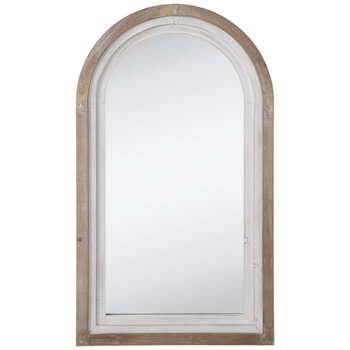 Natural & White Arched Wood Wall Mirror