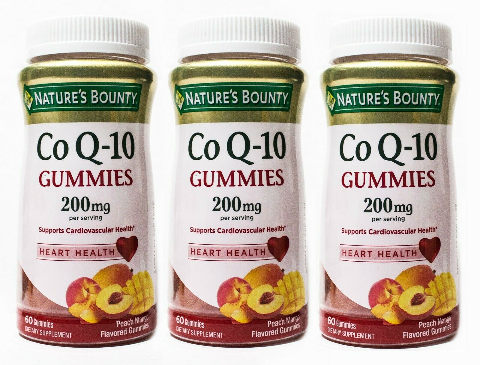 Nature's Bounty Co Q-10 Gummies 200 mg, Peach Mango 3 Pack =180ct EXP 10/2022