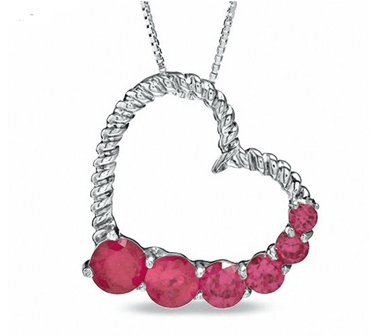 Ruby Tilted Rope Heart Pendant Necklace Price Drop at Zales!